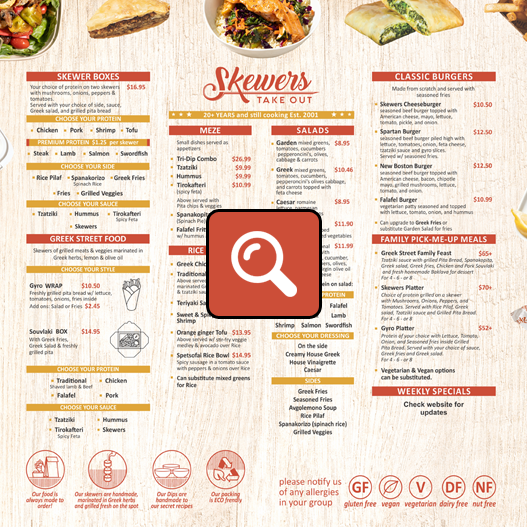 Takeout Main Menu